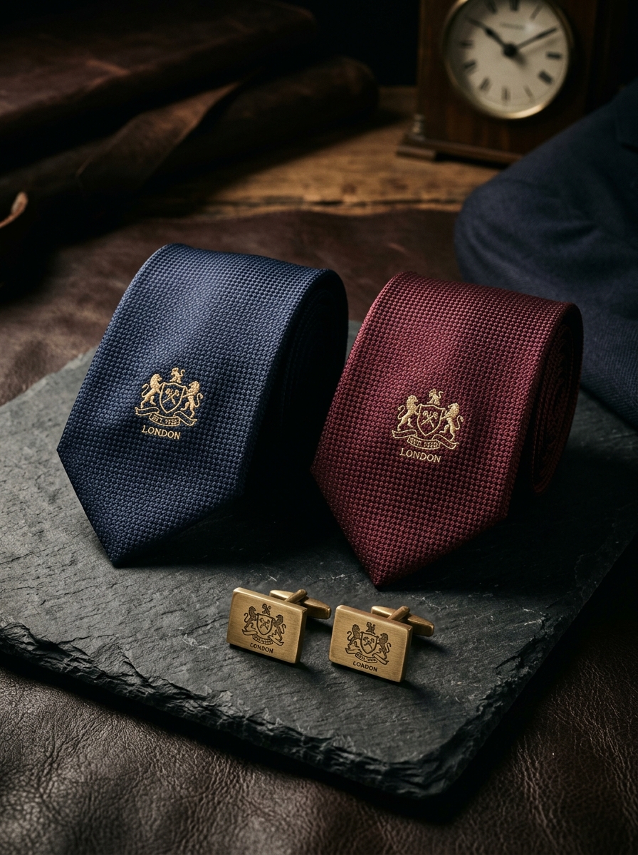 Bespoke corporate silk neckties and cufflinks